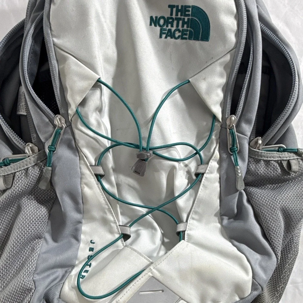 The North Face Jester 20L Backpack Gray White Nylon Laptop Bag Hiking Daypack